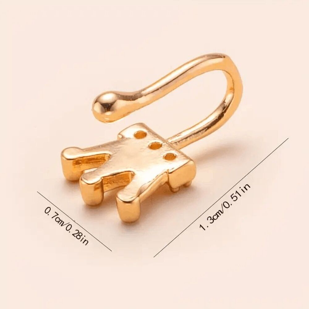 GOLD DIAMOND CROWN NOSE CUFF RING - Picture 4 of 6
